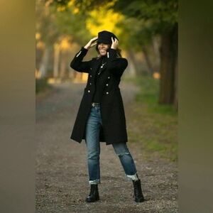 Zara Black Textured Blazer with Gold Buttons